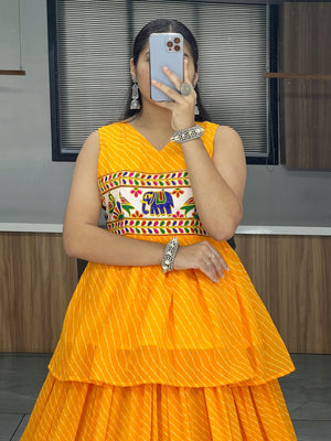 Hanch Yellow Navratri Lehenga Set