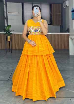 Hanch Yellow Navratri Lehenga Set