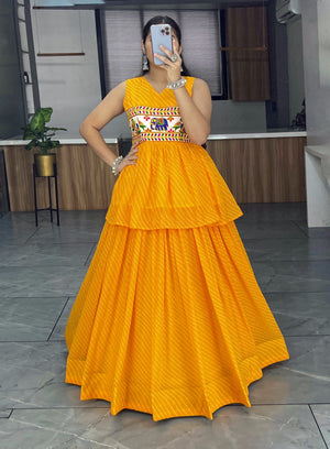 Hanch Yellow Navratri Lehenga Set