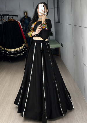 Hanch Navratri Black Toraniyu Lehenga Set