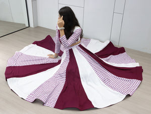 Hanch Navratri Wine White Jogni Lehenga Set