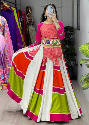 Hanch Navratri Pink Panghat Lehenga Set