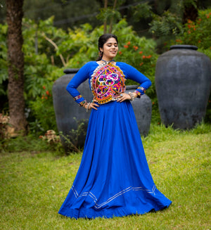 Hanch Navratri Royal Blue Star Lehenga Set