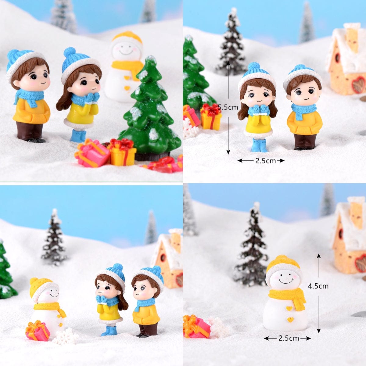 Winter Couple with Snowman Miniatures Set