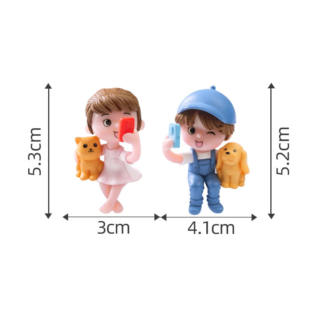 3Pcs Couple Taking Selfie With Their Pet Miniature