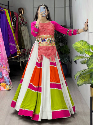 Hanch Navratri Pink Panghat Lehenga Set