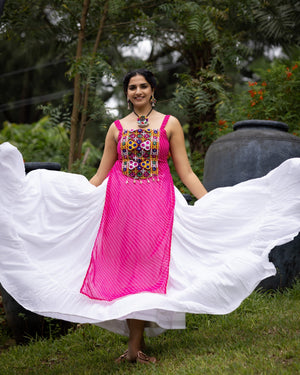 Hanch Navratri Rani Pink Kurti Lehenga Set