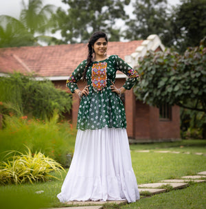 Hanch Navratri Green Megha Lehenga Set