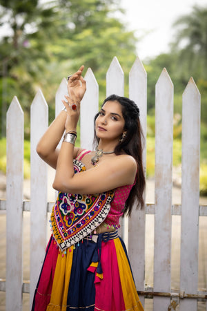 Hanch Navratri Multicolor Vaalam Lehenga Set