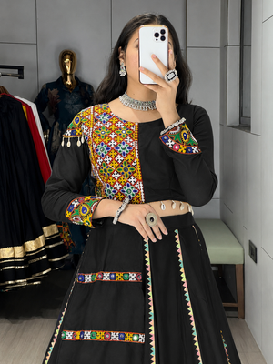 Hanch Navratri Black Toraniyu Lehenga Set