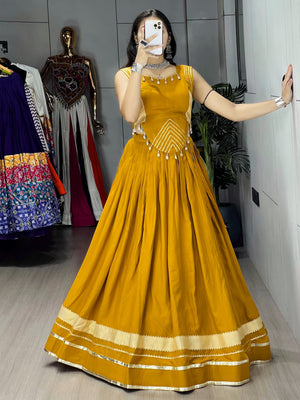 Hanch Navratri Mustard Ambaa Lehenga Set