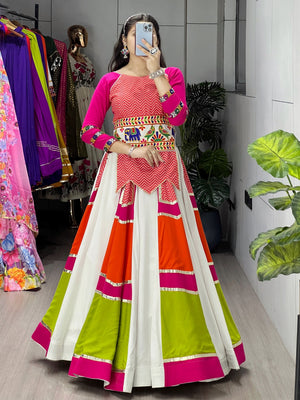 Hanch Navratri Pink Panghat Lehenga Set