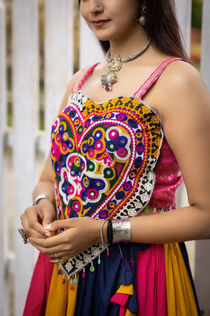 Hanch Navratri Multicolor Vaalam Lehenga Set