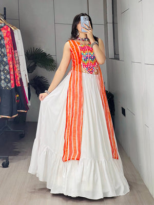 Hanch Navratri Kesari Kurti Lehenga Set