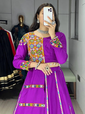 Hanch Navratri Purple Toraniyu Lehenga Set