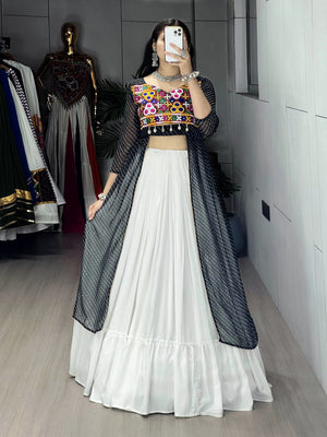 Hanch Navratri Black Kurti Lehenga Set