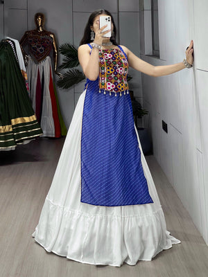 Hanch Navratri Royal Blue Kurti Lehenga Set