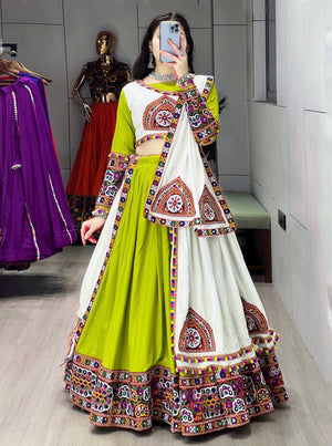 Hanch Navratri Printed Arches Patch Work Lehenga Set