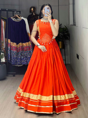 Hanch Navratri Orange Ambaa Lehenga Set