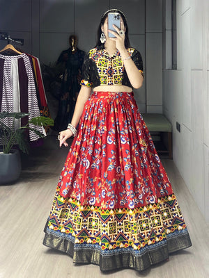 Hanch Navratri Black Floral Lehenga Set
