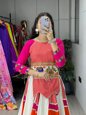Hanch Navratri Pink Panghat Lehenga Set