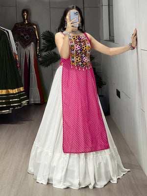Hanch Navratri Rani Pink Kurti Lehenga Set