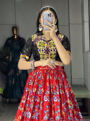 Hanch Navratri Black Floral Lehenga Set