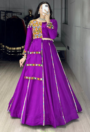 Hanch Navratri Purple Toraniyu Lehenga Set