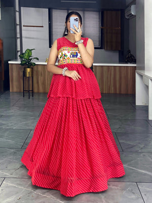 Hanch Red Navratri Lehenga Set