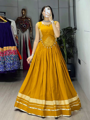 Hanch Navratri Mustard Ambaa Lehenga Set