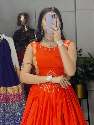 Hanch Navratri Orange Ambaa Lehenga Set