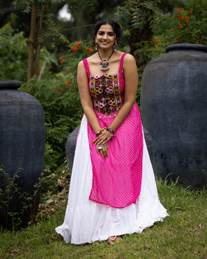 Hanch Navratri Rani Pink Kurti Lehenga Set