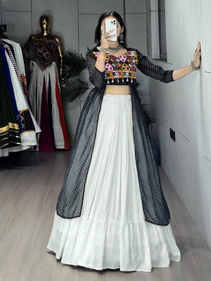Hanch Navratri Black Kurti Lehenga Set