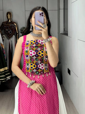 Hanch Navratri Rani Pink Kurti Lehenga Set