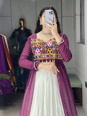 Hanch Navratri Wine Kurti Lehenga Set