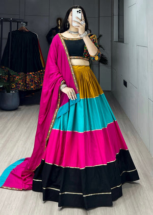 Hanch Navratri Multicolor Pachrang Lehenga Set