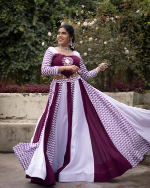 Navratri Wine White Jogni Lehenga Set