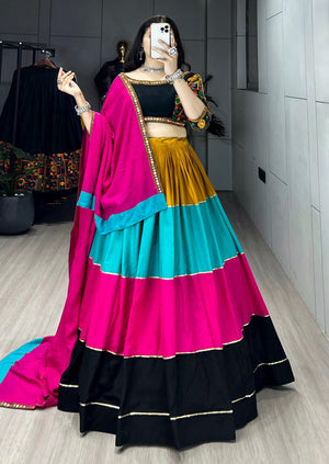 Hanch Navratri Multicolor Pachrang Lehenga Set