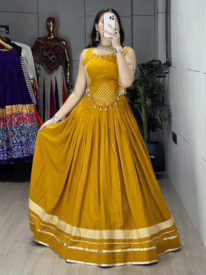 Hanch Navratri Mustard Ambaa Lehenga Set