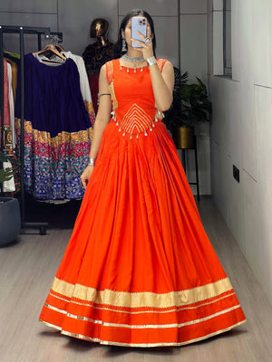 Hanch Navratri Orange Ambaa Lehenga Set