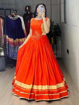 Hanch Navratri Orange Ambaa Lehenga Set