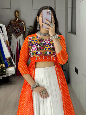 Hanch Navratri Orange Kurti Lehenga Set