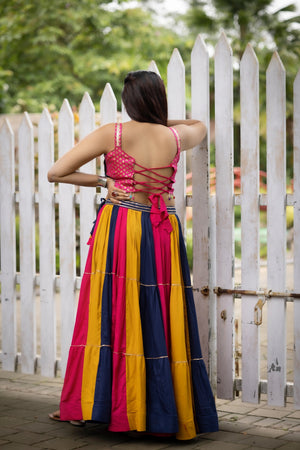 Hanch Navratri Multicolor Vaalam Lehenga Set
