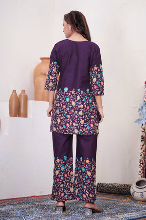 Hanch Pure Cotton Printed Co-Ords Set – Wine