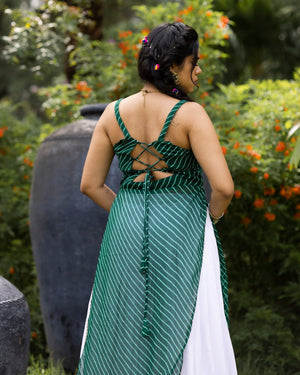 Hanch Navratri Green Kurti Lehenga Set
