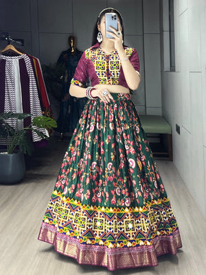 Hanch Navratri Green Floral Lehenga Set
