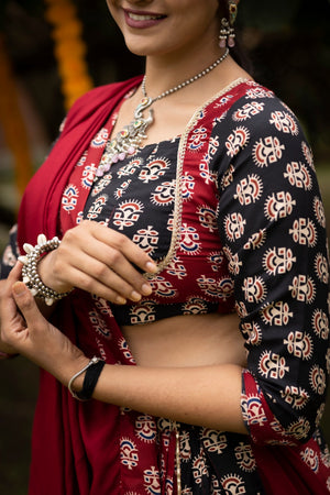 Hanch Navratri Black Satira Lehenga Set