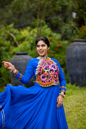 Hanch Navratri Royal Blue Star Lehenga Set