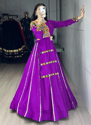 Hanch Navratri Purple Toraniyu Lehenga Set