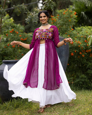 Hanch Navratri Wine Kurti Lehenga Set